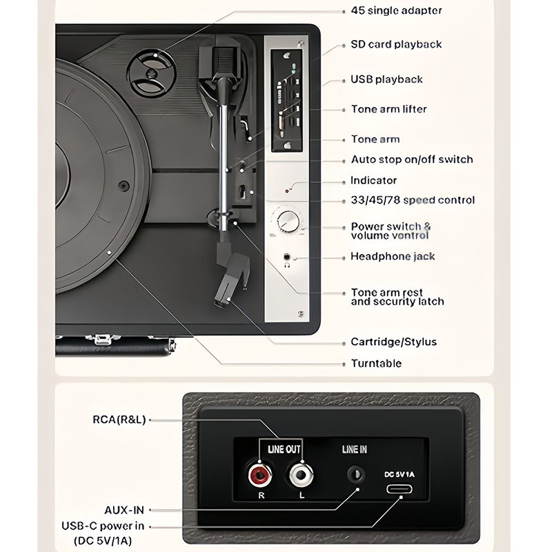 Vinyl platenspeler P01, Blueto - Musical Instrument Triangle recensie en prijs